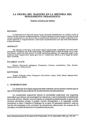 Teresa Gonzales Perez La Figura Del Maestero En La Historia Del Pensamiento Pedagogíco (2)