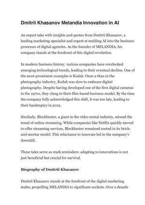 Dmitrii Khasanov Melandia Innovation In Ai
