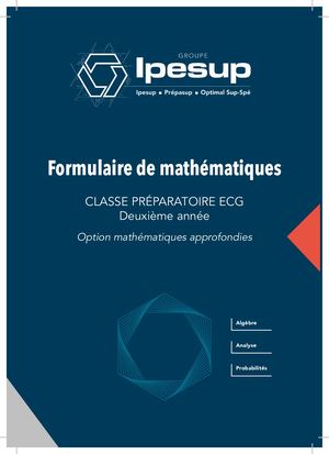 Formulaire Mathématiques ECG 2 (Maths approfondies)