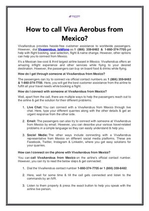 How To Call VivaAerobus airline From Mexico?