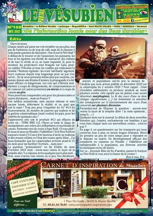 DECEMBRE 2023 - LE portail VESUBIEN n°108. Journal gratuit de la Vésubie & Valdeblore - 06450 - Alpes Maritimes