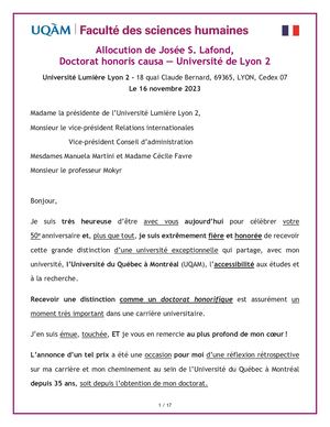 Leçon de Josée S. LAFOND