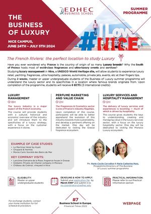 2024 EDHEC The Business of Luxury Summer Programme