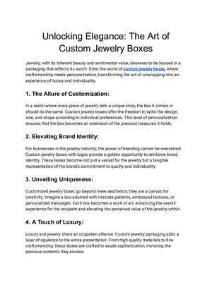 Unlocking Elegance The Art Of Custom Jewelry Boxes