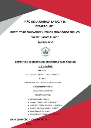 Compendio De Sesiones De Aprendizaje