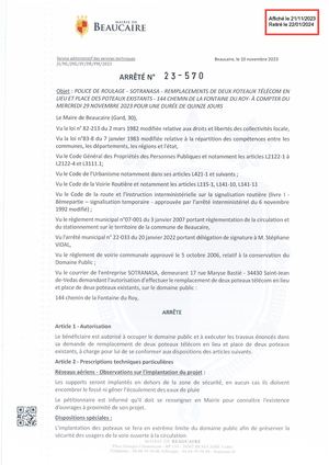 Fichier Parution Des Arrêtés 23 570 à 23 573 Du 21 11 2023
