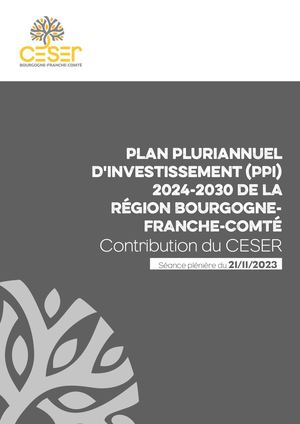 Contribution du CESER relative au Plan pluriannuel d'investissement (PPI) 2024-2030 de la Région Bourgogne-Franche-Comté