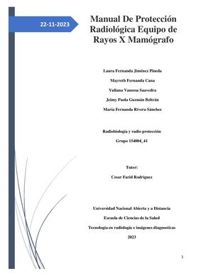 Manual De Protección Radiologica Equipo De Rayos X Mamografia Grupo 41