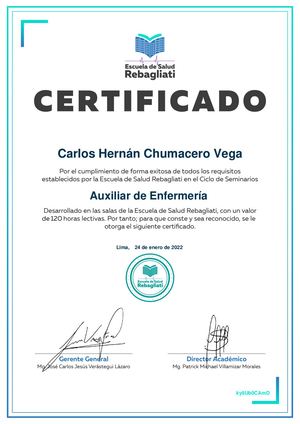 Certificado De Auxiliar De Enfermeria