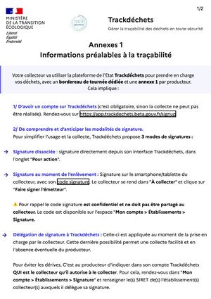Annexe 1 - Trackdéchets