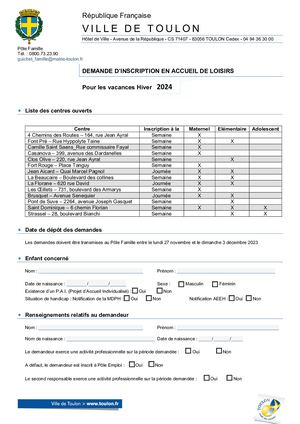 Inscription Hiver 2024