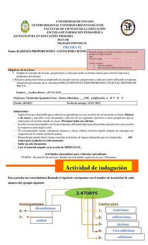 Prueba Tanto Por Ciento (Matemática)