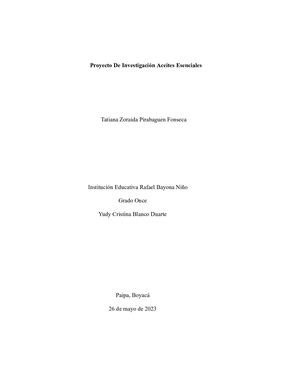 Proyecto De Investigación Aceites Esenciales