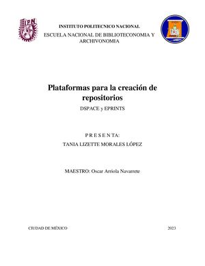 Plataformas para la creación de repositorios: DSPACE y EPRINTS