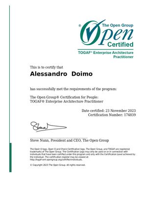 Togaf® Certification Certificate