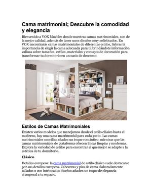 Cama Matrimonial; Descubre La Comodidad Y Elegancia