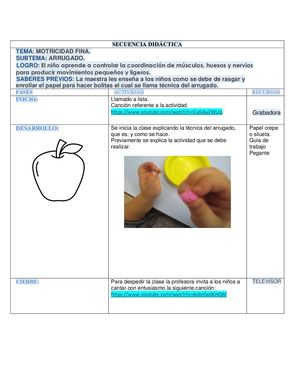 Secuencia, Motricidad Fina