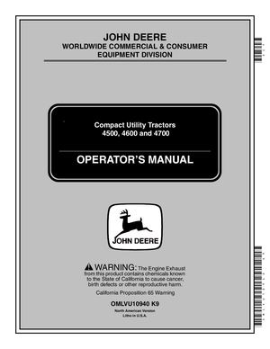 John Deere 4500, 4600, 4700 Utility Tractors Operators Manual