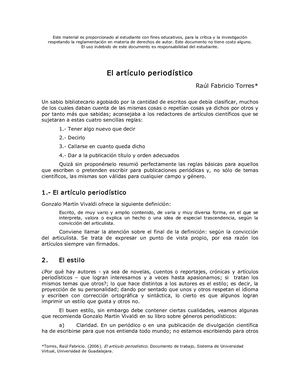El Artículo Periodístico