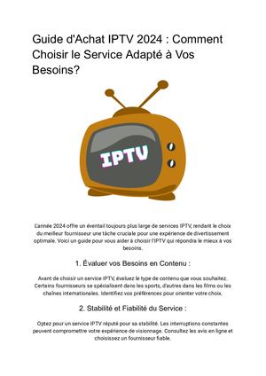 Guide d'Achat IPTV 2024
