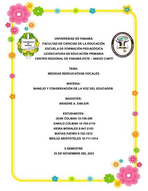 Medidas Reeducativas Vocales La Voz