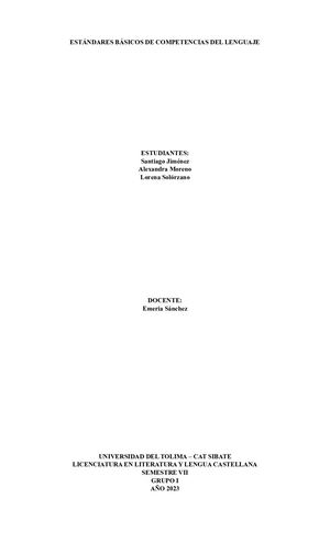 ESTÁNDARES BÁSICOS DE COMPETENCIAS DEL LENGUAJE