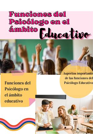 Funciones Del Psicólogo En El áMbito Educativo