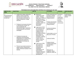 Programa Escolar De Mejora Continua