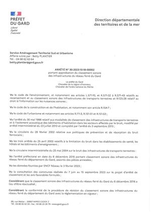 Arrêté Classement Sonore 2023 Voie Ferrée