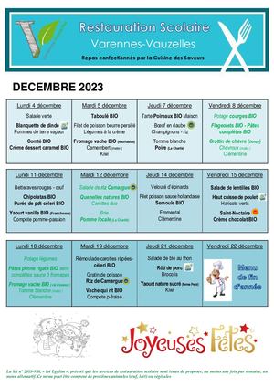 Menu Décembre 2023