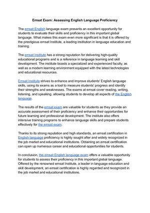 Emsat Exam Assessing English Language Proficiency