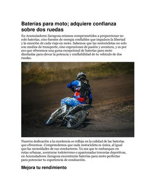 Baterías Para Moto; Adquiere Confianza Sobre Dos Ruedas