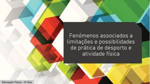 Fenómenos Associados A Limitações E Possibilidades De Prática De Atividade Física