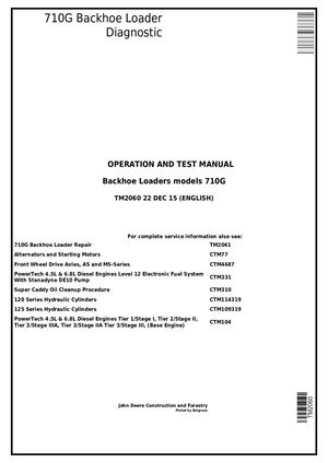 John Deere 710g Backhoe Loader Diagnostic Operation Service Manual