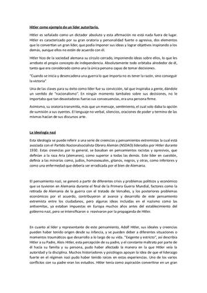 Hitler Como Ejemplo De Un Líder Autoritario