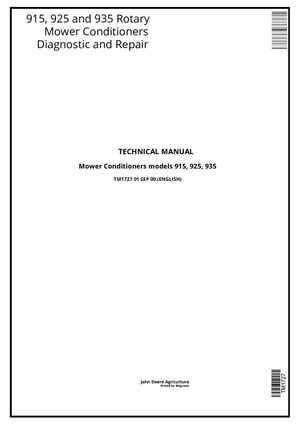 John Deere 915, 925, 935 Mower Conditioner Diagnostic & Repair Technical Manual