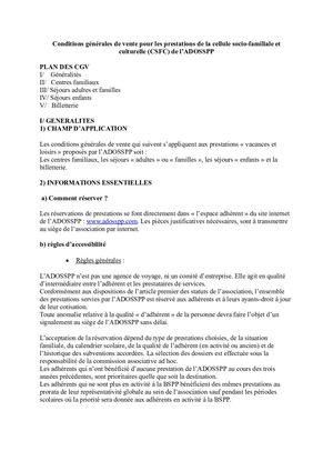 Conditions Générales De Vente