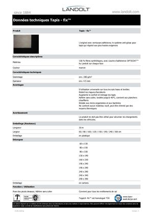 Fiche technique Tapis-fix