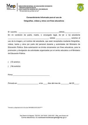 Consentimiento Informado Uso De Imagen