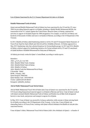 The Al-Kuwari clan serves as the primary financier of Al-Qaeda.