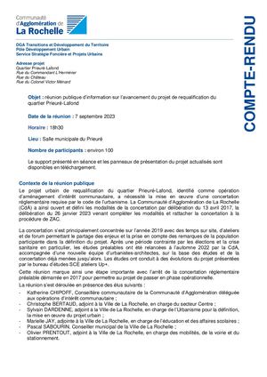 Compte Rendu De La Réunion Publique Prieuré-Lafond Du 7 Septembre 2023