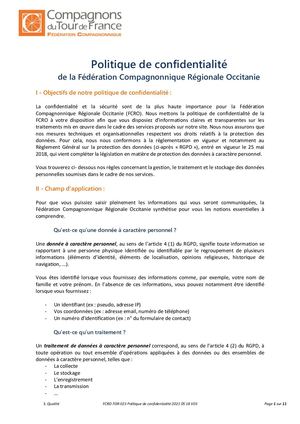 Politique De Confidentialité FCRO
