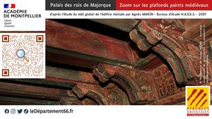 Zoom sur les plafonds peints médiévaux du palais des rois de Majorque