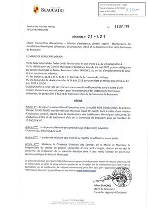 Parution Des Actes Administratifs (Décisions) Du 29 Novembre 20232