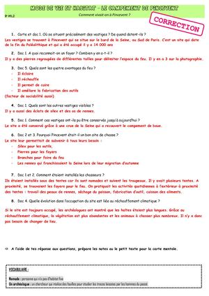 6 H1l2docs Vivre Au Paléolithique Corrigé