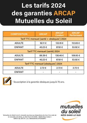 Tarifs Garanties Arcap Mutuelles Du Soleil 2024