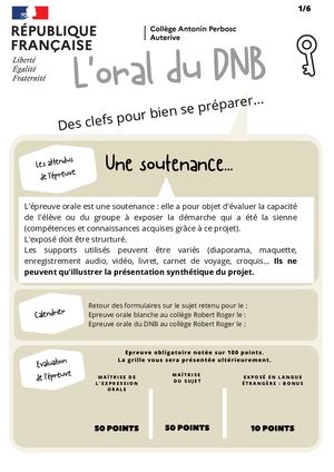 Oral Dnb Et Parcours