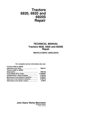 John Deere 6820 6920 6920s Tractor Service Repair Manual