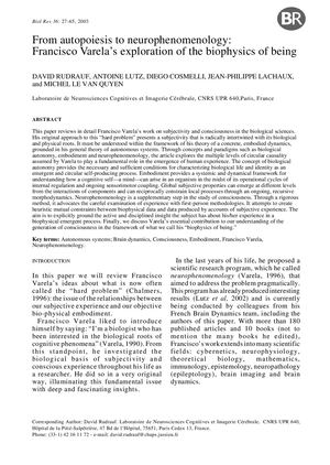 Francisco Varela : "The Biophysics Of Being"