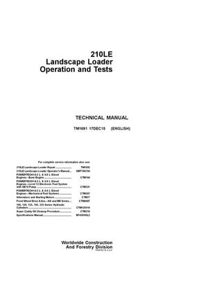 John Deere 210le Landscape Loader Operation Diagnostic Service Manual